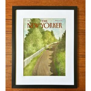 Framed 1986 New Yorker Magazine Sept 29 Cover Charles Martin Bicycling
